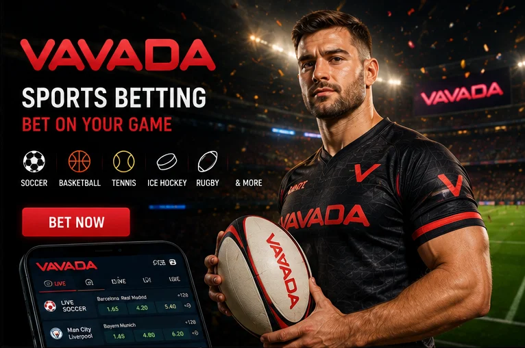 Интерфейс на Vavada Casino на настолен компютър и мобилен екран, показващ лоби с игри и страница за депозит